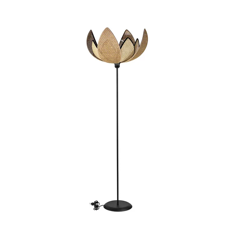 Φωτιστικό Δαπέδου Heronia HFLB-70 31-1394 Black/Rattan