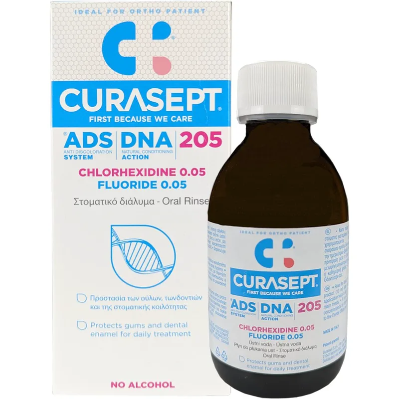 Curasept ADS DNA 205 Στοματικό Διάλυμα με Αντιμικροβιακή Προστασία για την Ανακούφιση των Ούλων & Φροντίδα των Δοντιών Κατά της Πλάκας & Τερηδόνας 200ml