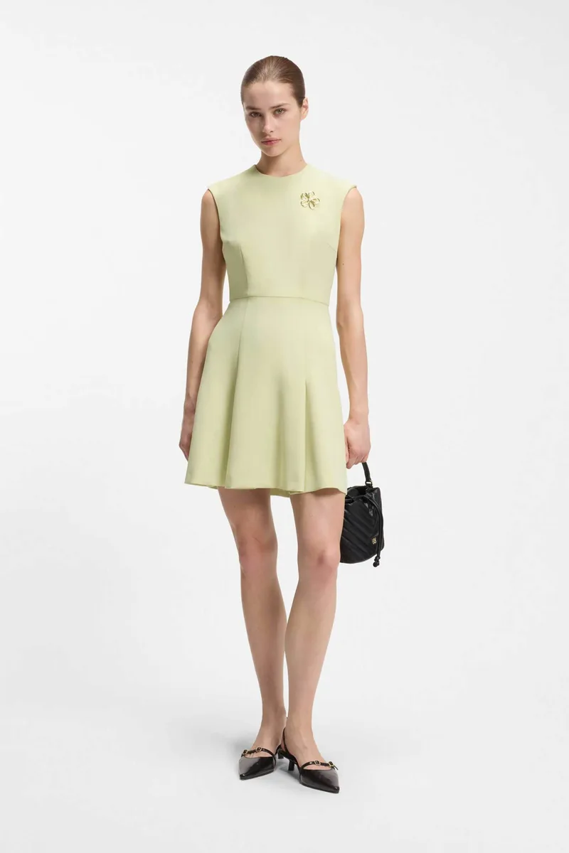Hugo Boss γυναικείο mini φόρεμα αμάνικο με μεταλλικό λουλούδι "Kilandi" - 50558314 Πράσινο Lime