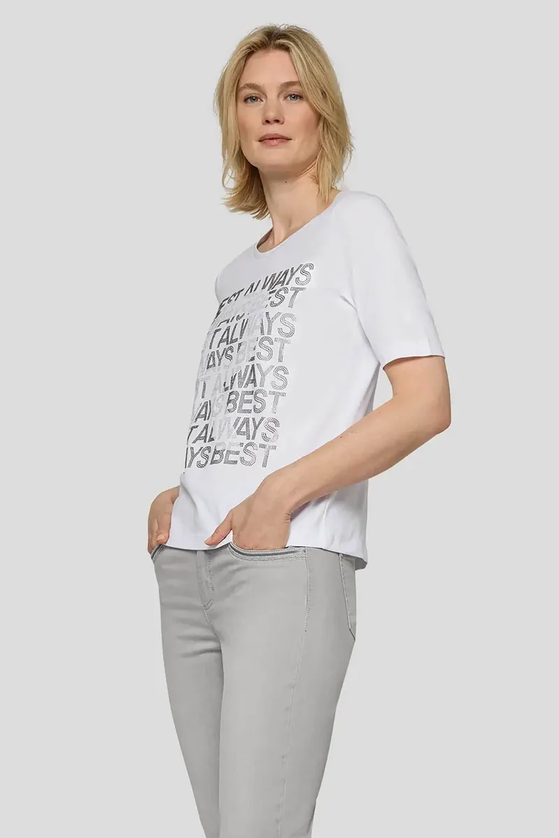 Rabe γυναικείο T-shirt με lettering - 56-117359 Λευκό