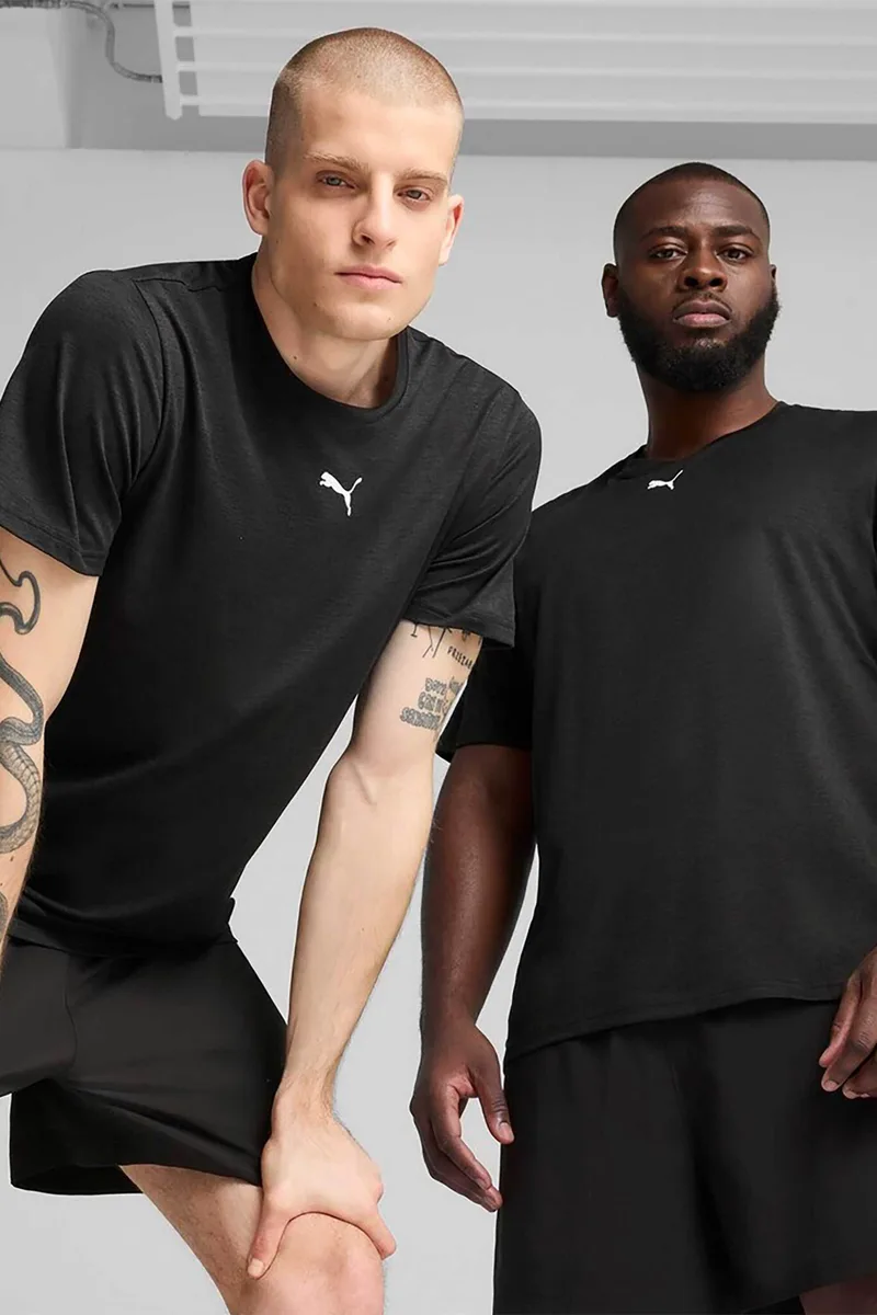Puma ανδρικό T-shirt με λογότυπο "Essential Heather Cat" - 525920 Μαύρο