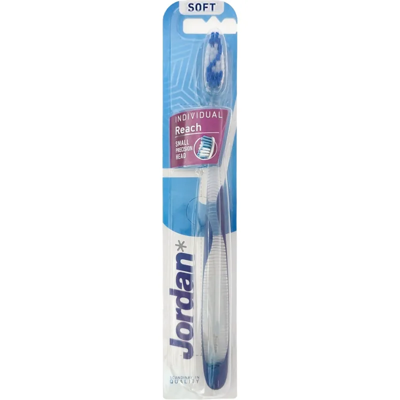 Jordan Individual Reach Soft Toothbrush Μαλακή Οδοντόβουρτσα με Εργονομική Λαβή για Βαθύ Καθαρισμό 1 Τεμάχιο Κωδ 310041 - Μπλε 3