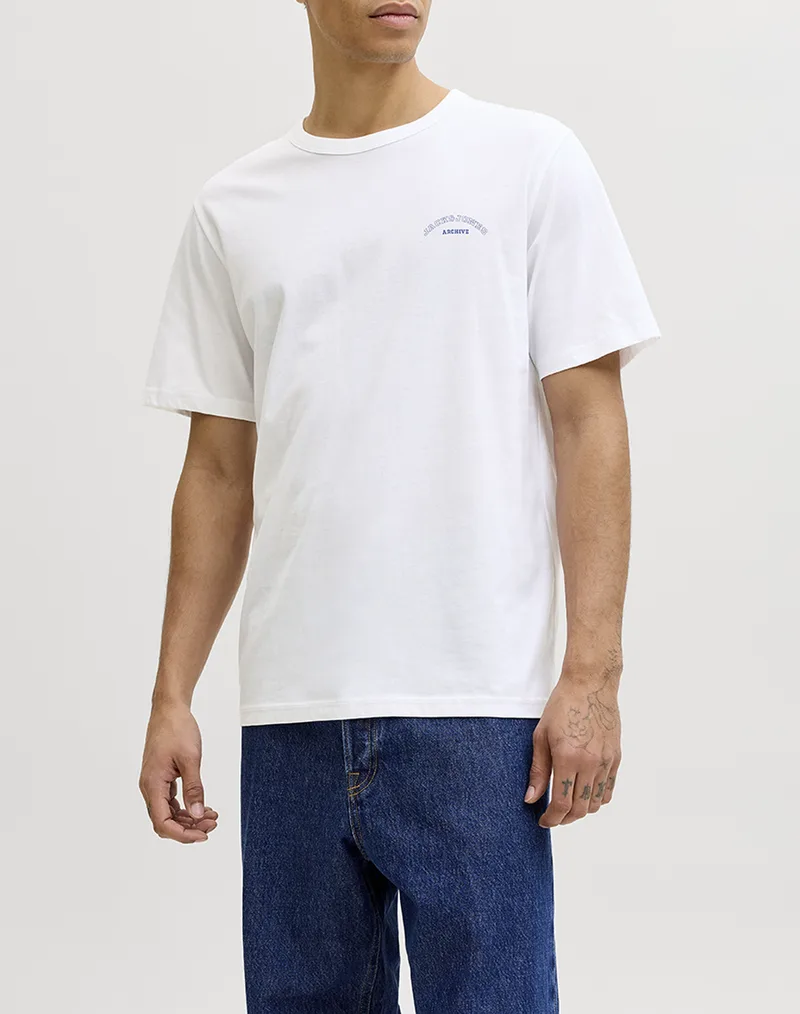 JACK&JONES JJCOLLEGE LOGO TEE SS CREW NECK 12288105-BRIGHT WHITE White