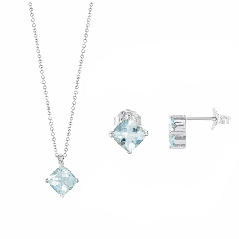 Λευκό Χρυσό Σετ 18 Καρατίων Με Aquamarine DSET324