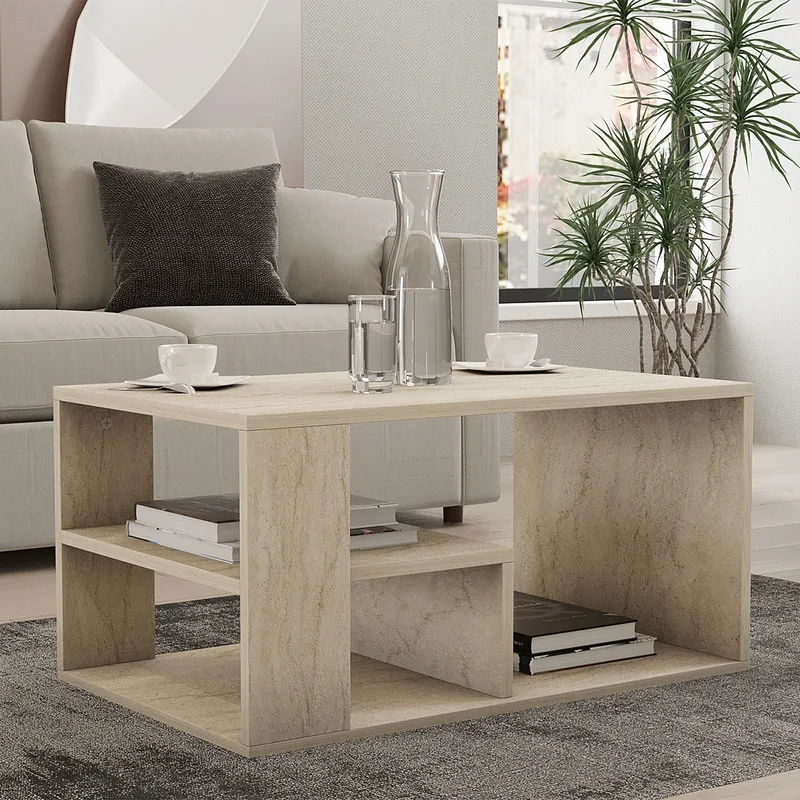 Τραπέζι Σαλονιού Με 3 Ράφια (80x50x40) A-G Eros 495SSE2111 Travertine