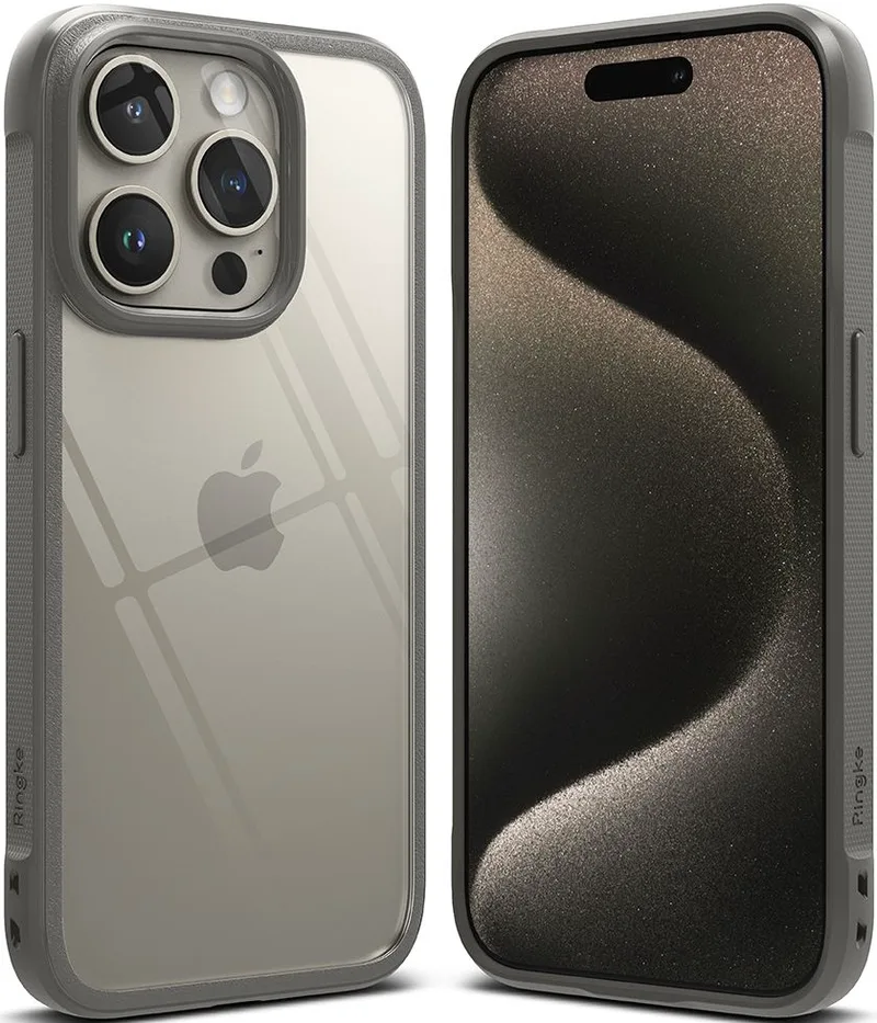 Ringke Fusion Bold - Σκληρή Διάφανη Θήκη με TPU Bumper - Apple iPhone 15 Pro - Gray (8809919307475)
