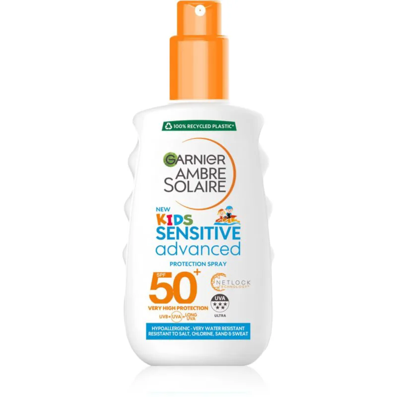 Garnier Ambre Solaire Advanced Sensitive Kids αντηλιακό γάλα σε σπρέι SPF 50+ 150 ml