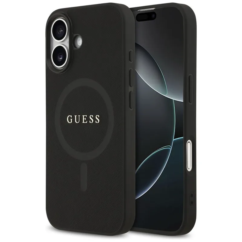 Θήκη Guess Saffiano Classic Logo Magsafe Black iPhone 17