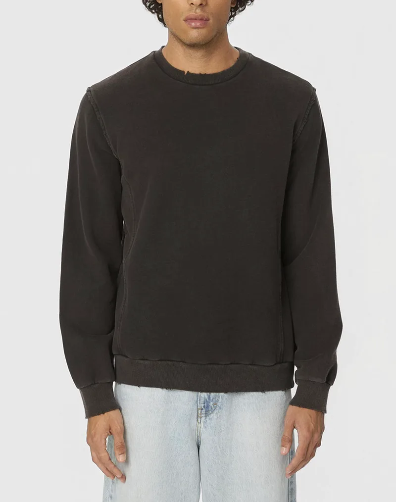DIRTY LAUNDRY REGULAR CREWNECK WITH DESTROYS DLMC000136-VINTAGE BLACK JetBlack