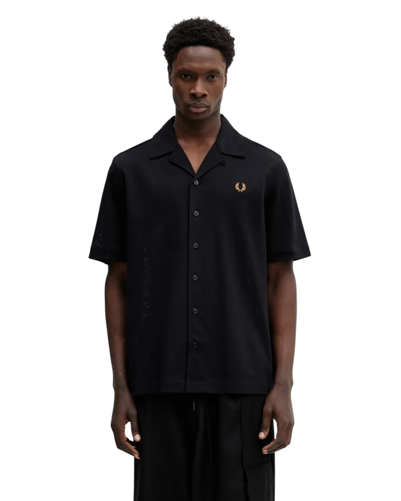 Fred Perry Ανδρικό Πουκάμισο Compress Mesh Revere Collar M1745-102 Μαύρο