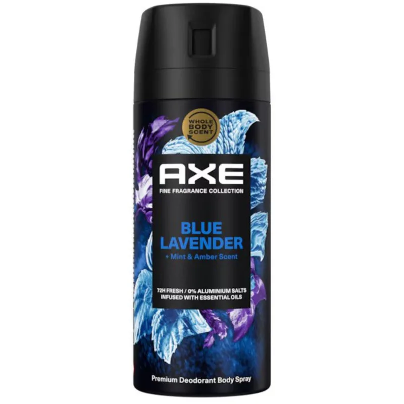 Axe Blue Lavender 72h Fresh Premium Deodorant Body Spray Αποσμητικό Spray με Άρωμα Λεβάντα 150ml