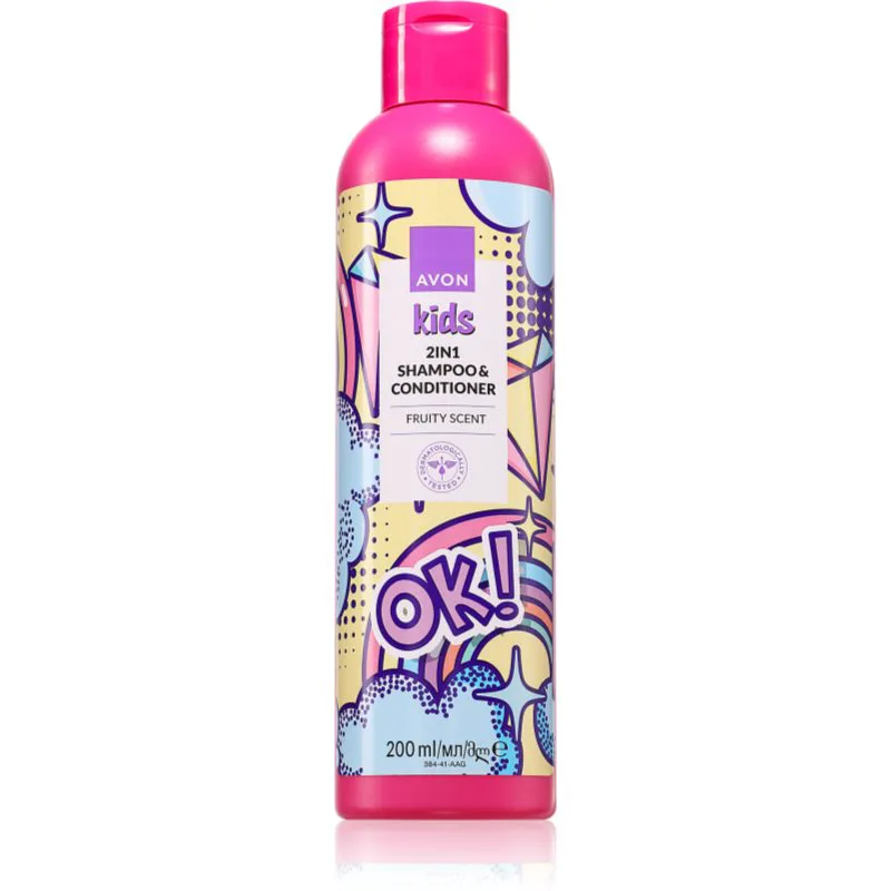 Avon Kids Fruit σαμπουάν και κοντίσιονερ 2 σε 1 200 ml