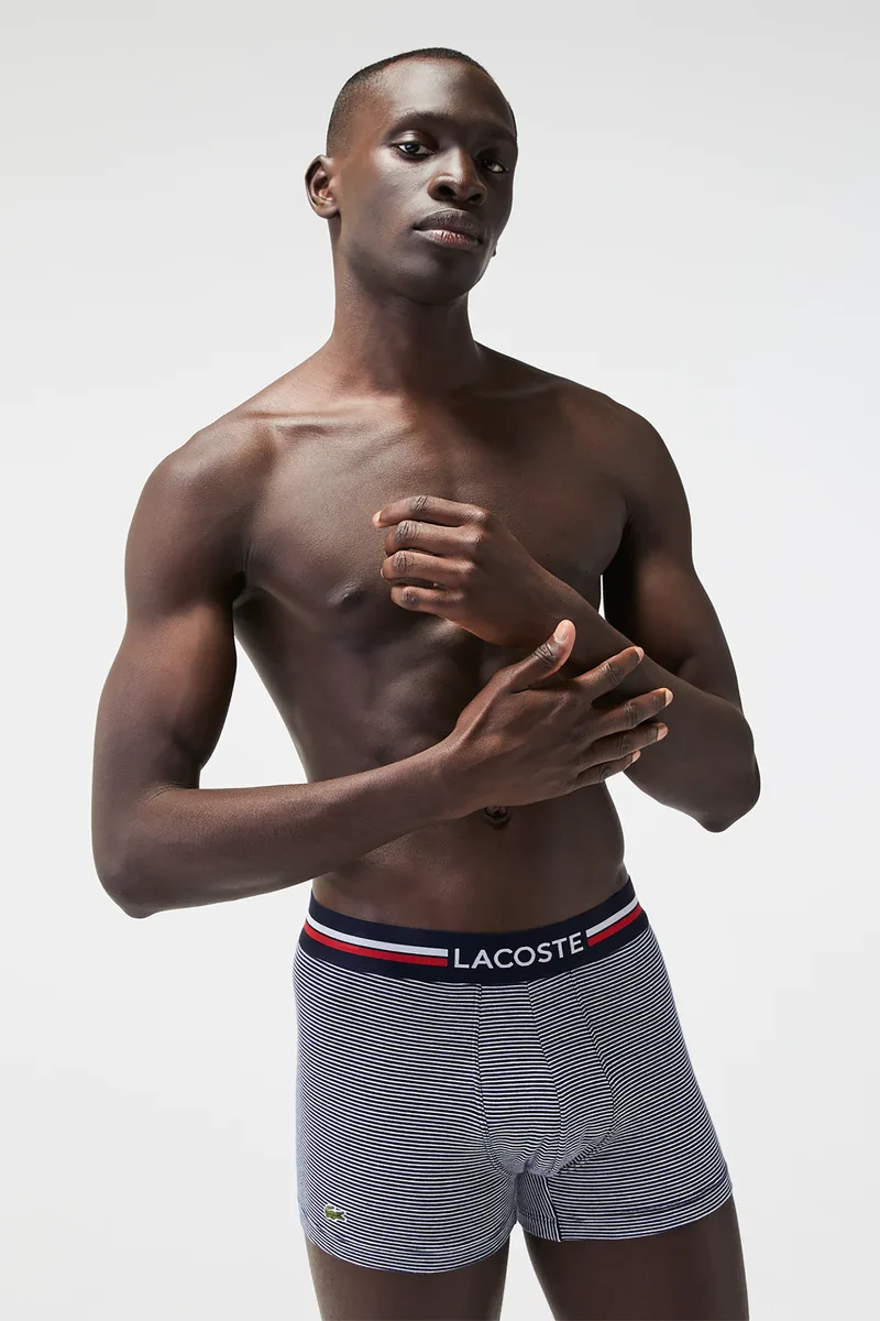 Lacoste σετ 3 εσωρούχων μπoξεράκια σλιπ με δίχρωμο λάστιχο - 5H3413 Μπλε Σκούρο