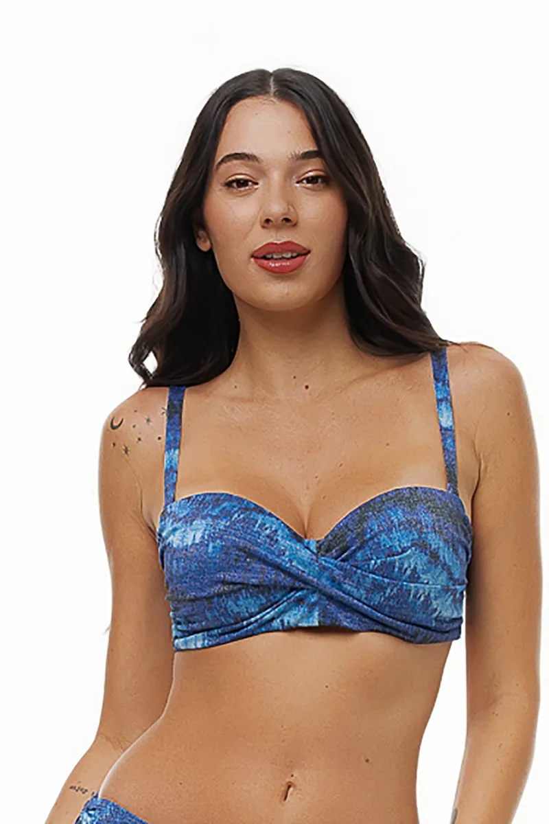 Bluepoint γυναικείο lurex μαγιό bikini top στράπλες με μεταλλικό κούμπωμα "Ocean Blue" (D Cup)-26066112D-14
