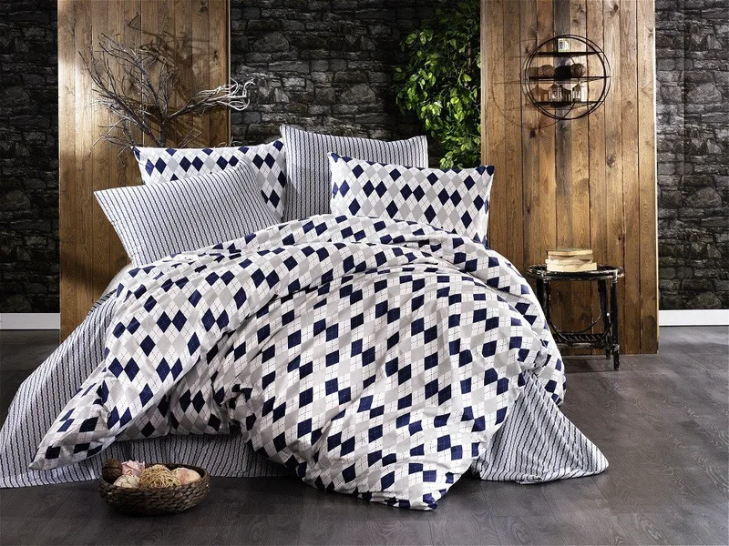 Σετ Σεντόνια Υπέρδιπλα 4 Τεμαχίων Dimcol Diamond 325 Blue-Black 220x240
