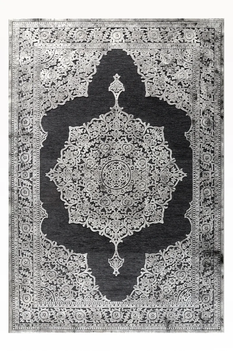 Χαλί HARMONY 37208-ΜΑΥΡΟ-ΑΣΗΜΙ Tzikas Carpets 133x190