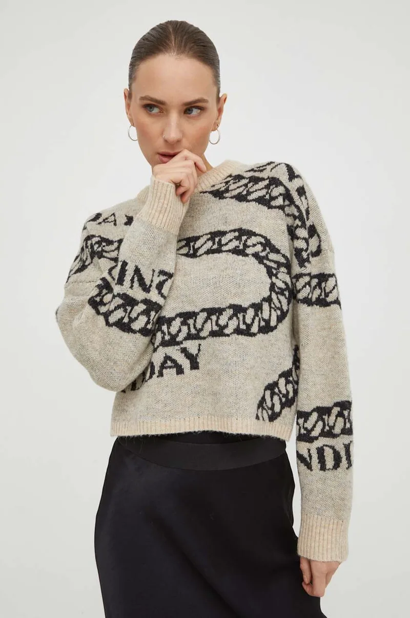 Πουλόβερ με προσθήκη μαλλιού 2NDDAY2ND Chain TT - Soft Jacquard