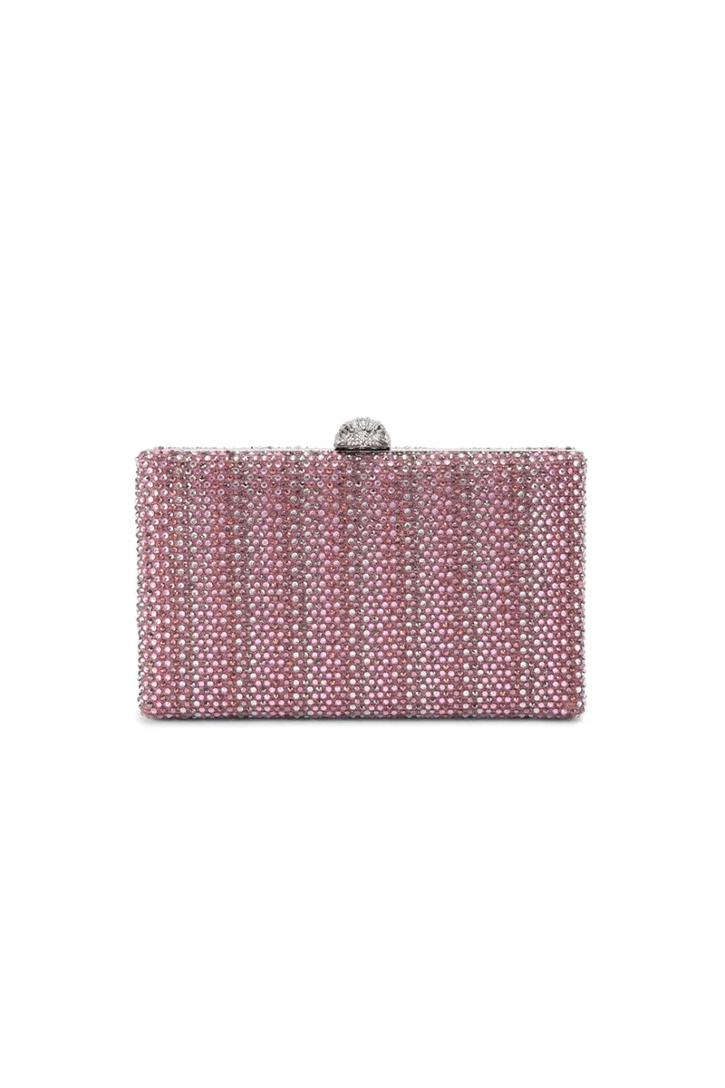 KURT GEIGER TΣΑΝΤΑ CROSSBODY/ΩΜΟΥ CRYSTAL KENSINGTON CLUTCH ΣΤΡΑΣ ΑΛΥΣΙΔΑ LOGO ΡΟΖ