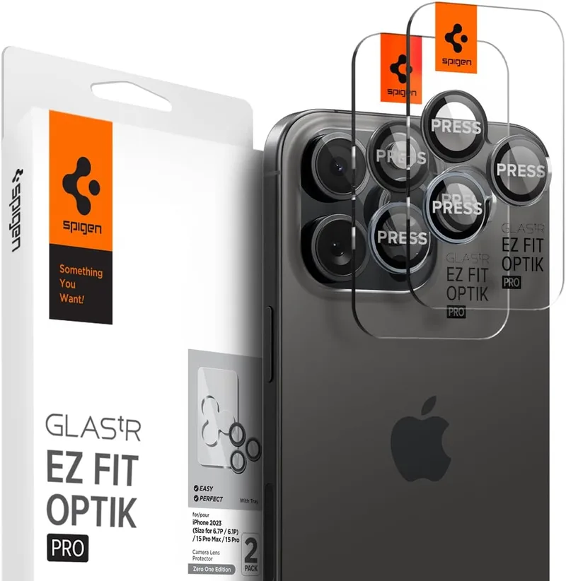 Αντιχαρακτικό Γυαλί Προστασίας Apple iPhone 16 Pro / 16 Pro Max / 15 Pro / 15 Pro Max / 14 Pro / 14 Pro Max - Spigen GLAS.tR EZ Fit OPTIK Pro Camera Lens Protector για Φακό Κάμερας - 2 Τεμάχια - Zero One (AGL06159)