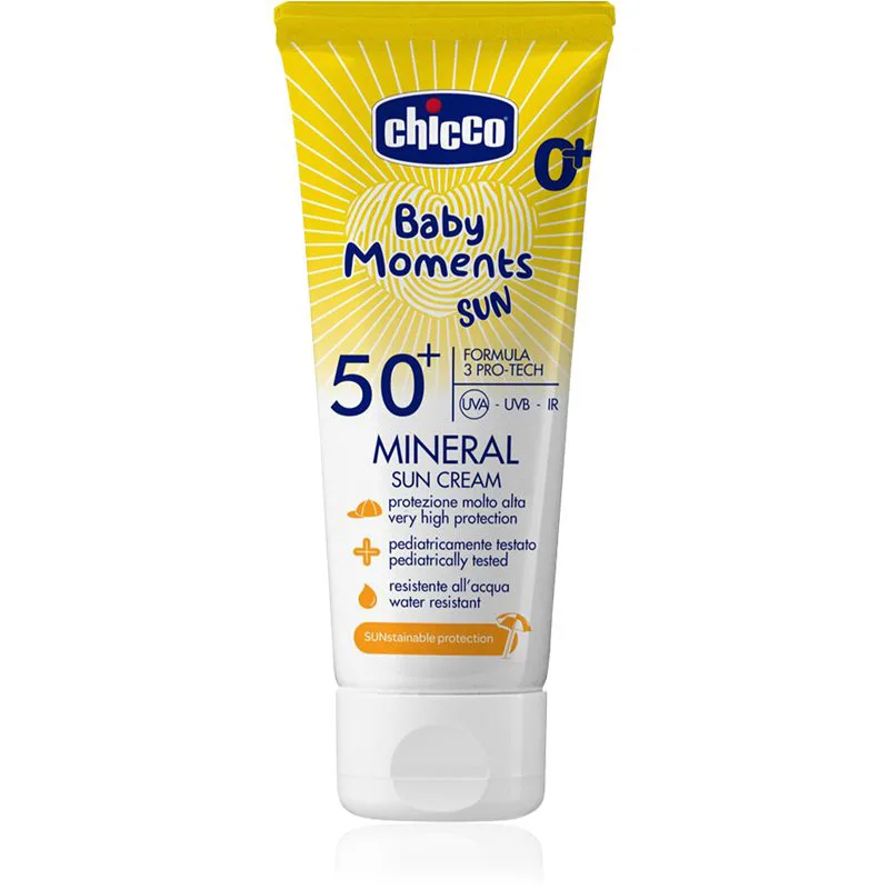 Chicco Baby Moments Sun Mineral παιδική αντηλιακή κρέμα SPF 50+ 0 m+ 75 ml