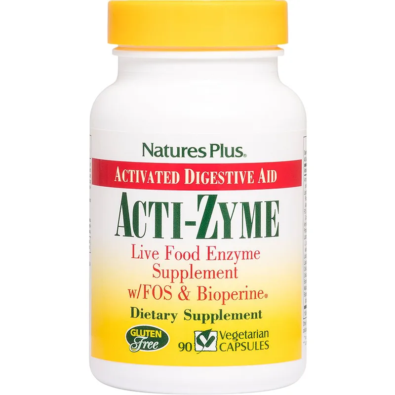 Natures Plus Acti-Zyme Συμπλήρωμα Διατροφής Προβιοτικών, Πρεβιοτικών & Πεπτικών Ενζύμων για Ενίσχυση της Πέψης & Αντιμετώπιση Γαστροπεπτικών Διαταραχών 90caps