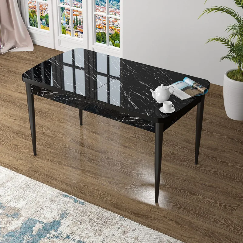 Τραπέζι Τραπεζαρίας Zen - Black Marble, Black 240Chr2130 (132x78x80 cm)