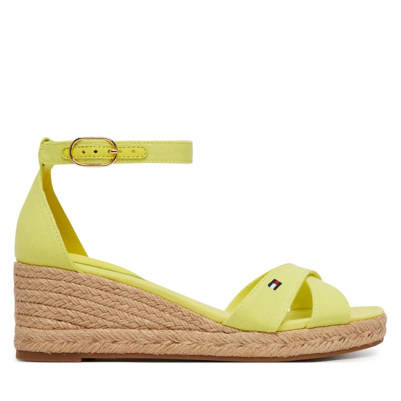 Εσπαντρίγιες Tommy Hilfiger Hemp Crossover Strap Wedge Espadrilles FW0FW09332 Πράσινο