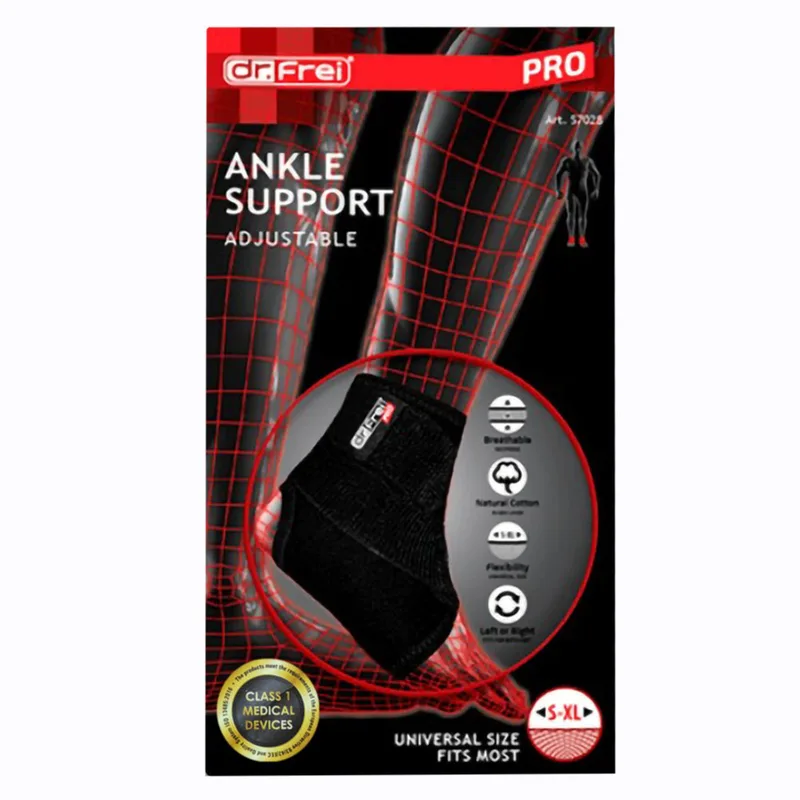 Dr. Frei Ankle Support Adjustable Αμφιδέξια Ρυθμιζόμενη Επιστραγαλίδα Μαύρη One Size 1 Τεμάχιο