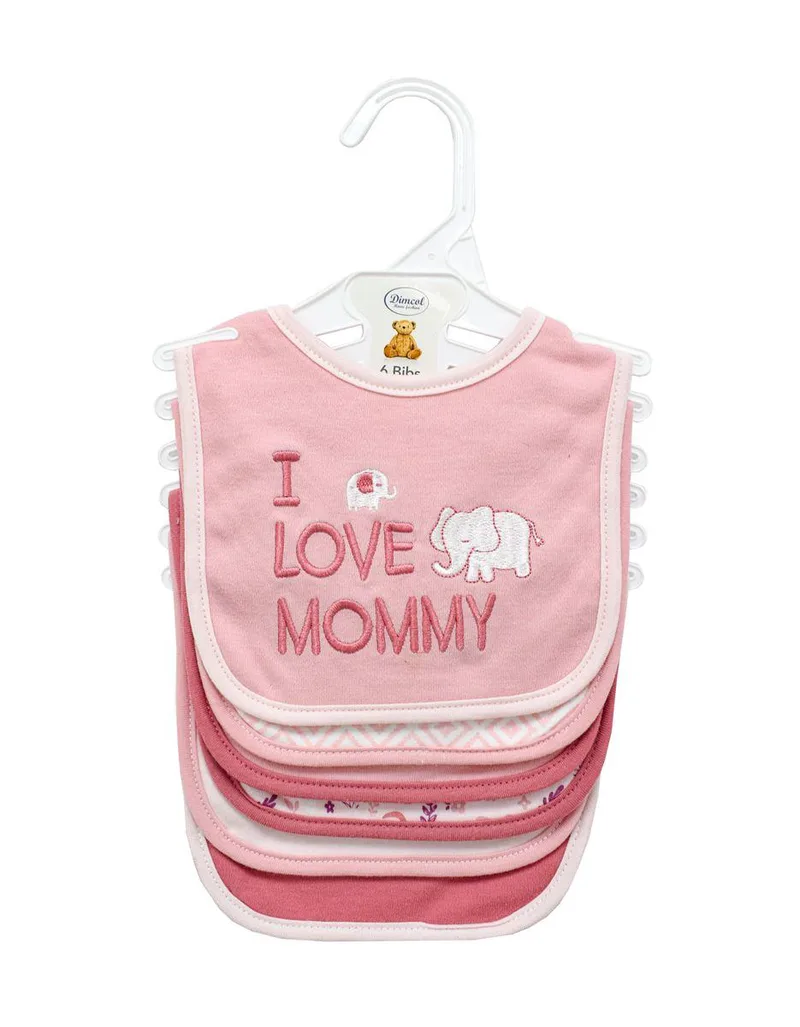 Σαλιάρα Interlock + Επένδυση Terry με Velcro bebe Σετ 6 Τεμ. Elephant 22 30X20 Ροζ 60/40 Cott/Pol