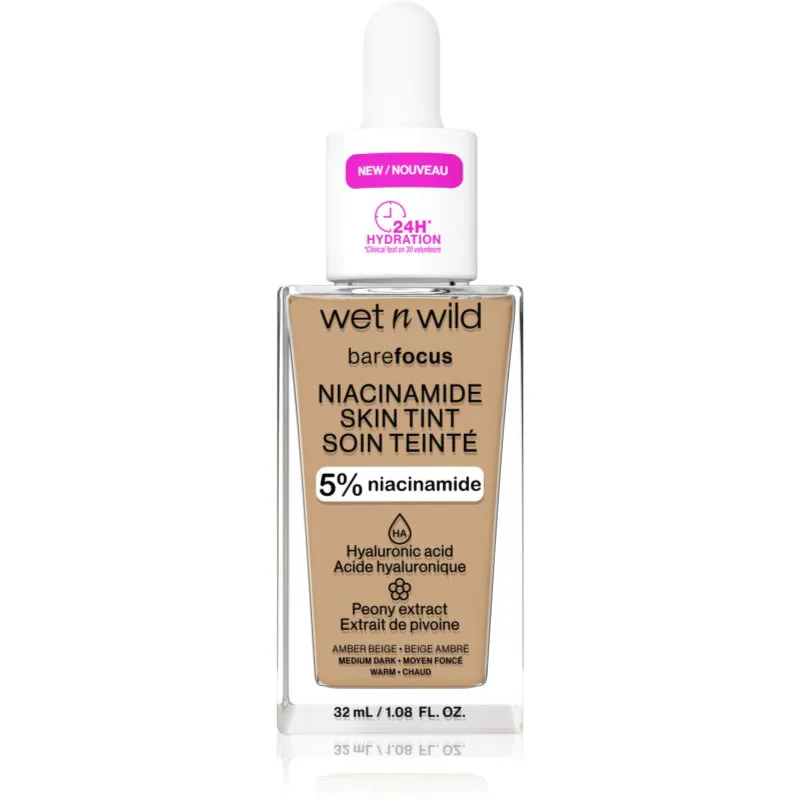 Wet n Wild BareFocus Niacinamide Skin Tint ελαφρύ ενυδατικό μεικ απ απόχρωση Amber Μπεζ (Warm) 32 ml