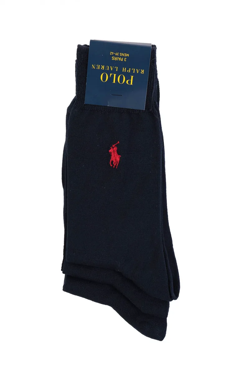 RALPH LAUREN ΚΑΛΤΣΕΣ 3 PACK MERCERIZED LOGO ΜΠΛΕ