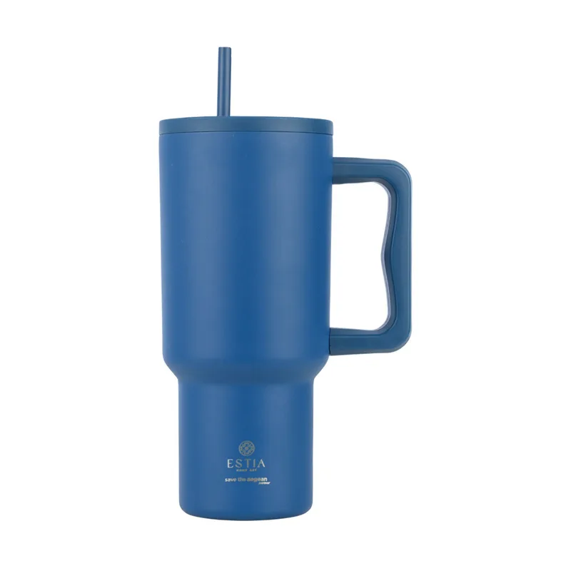 ΘΕΡΜΟΣ STRAW TUMBLER XL SAVE THE AEGEAN 900ml DENIM BLUE