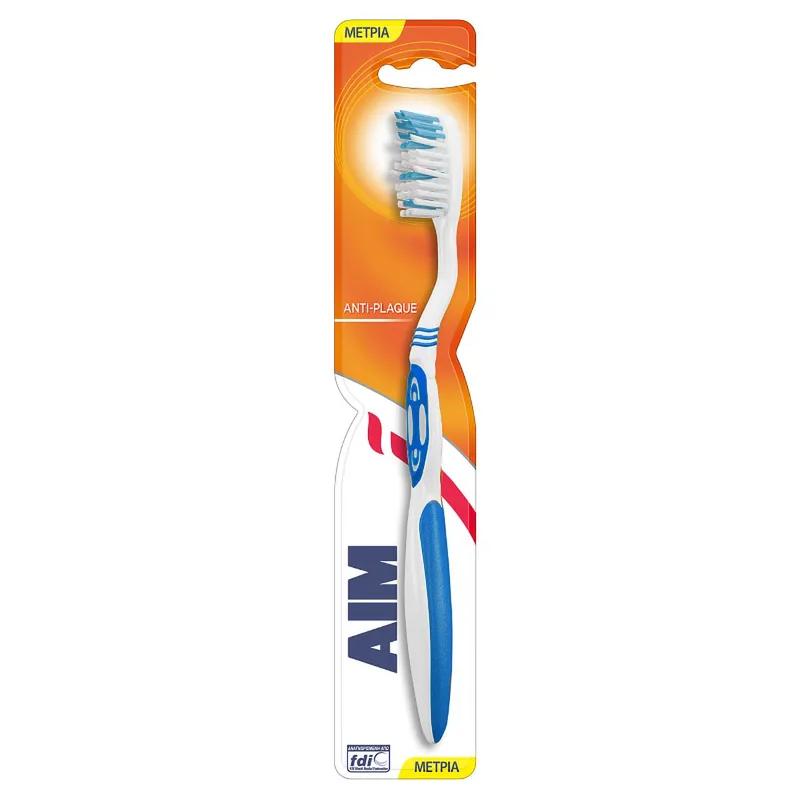 Aim Antiplaque Medium Toothbrush Οδοντόβουρτσα Μέτρια 1 Τεμάχιο - Μπλε