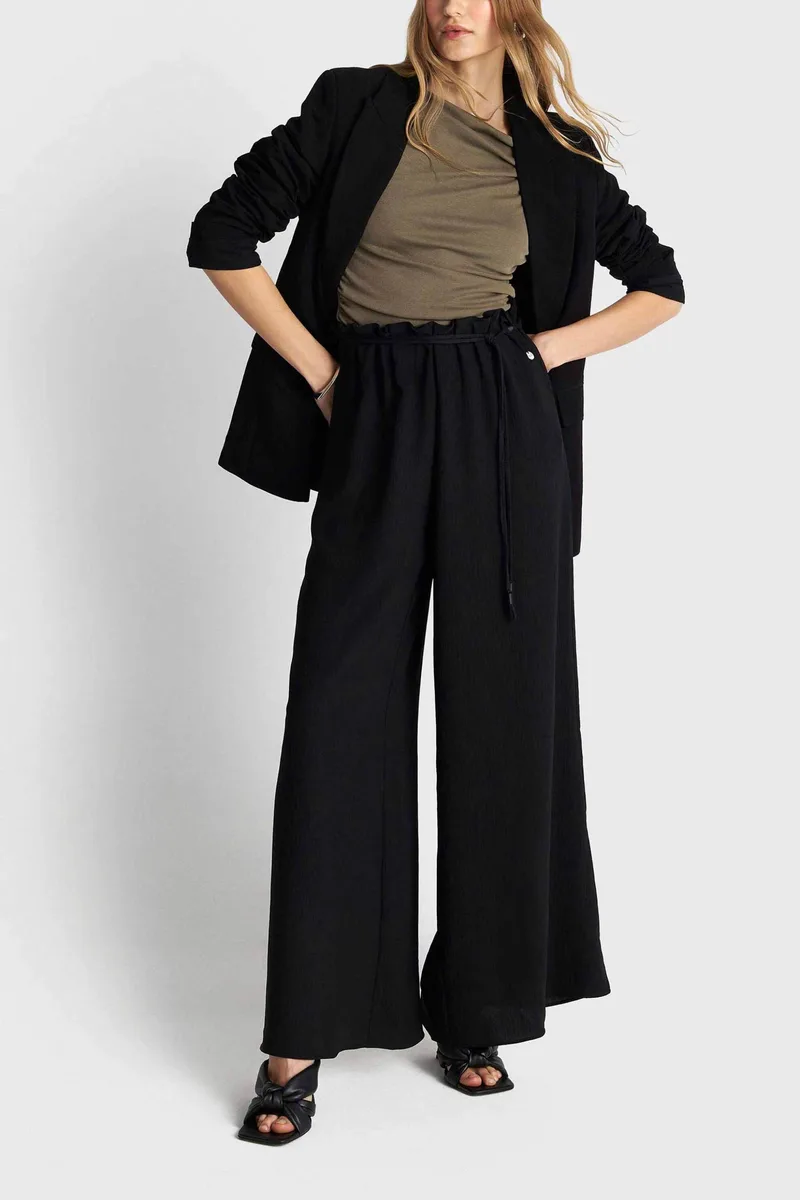 'ALE γυναικεία παντελόνα μονόχρωμη Loose Fit - 82276008 Μαύρο