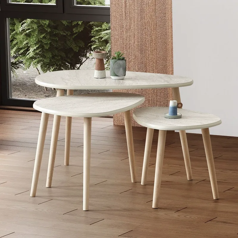 Σετ Τραπεζάκια Σαλονιού Alvin - Travertine 208Nvd1102 (80x50x52 cm)