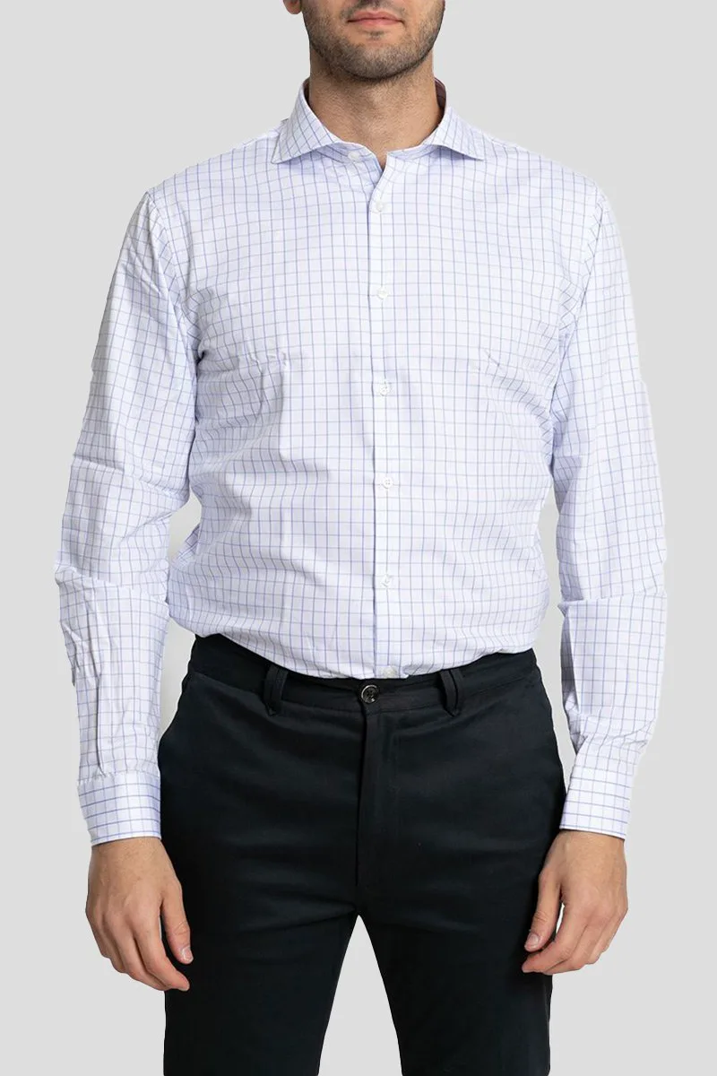 SARTORIA MONK Ανδρικό Μπλε Check Long-Sleeve Shirt