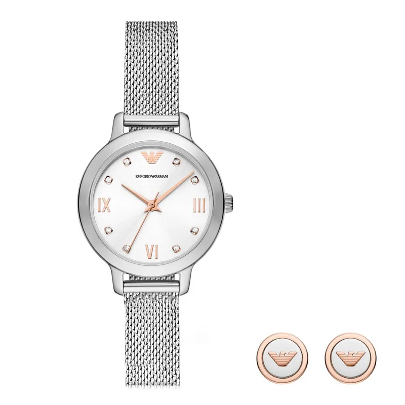 EMPORIO ARMANI Silver Stainless Steel Bracelet AR80065SET
