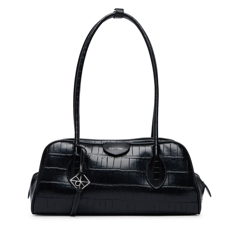 Τσάντα Calvin Klein Emblem Trio Croco Shoulder Bag LV04F3780G Μαύρο