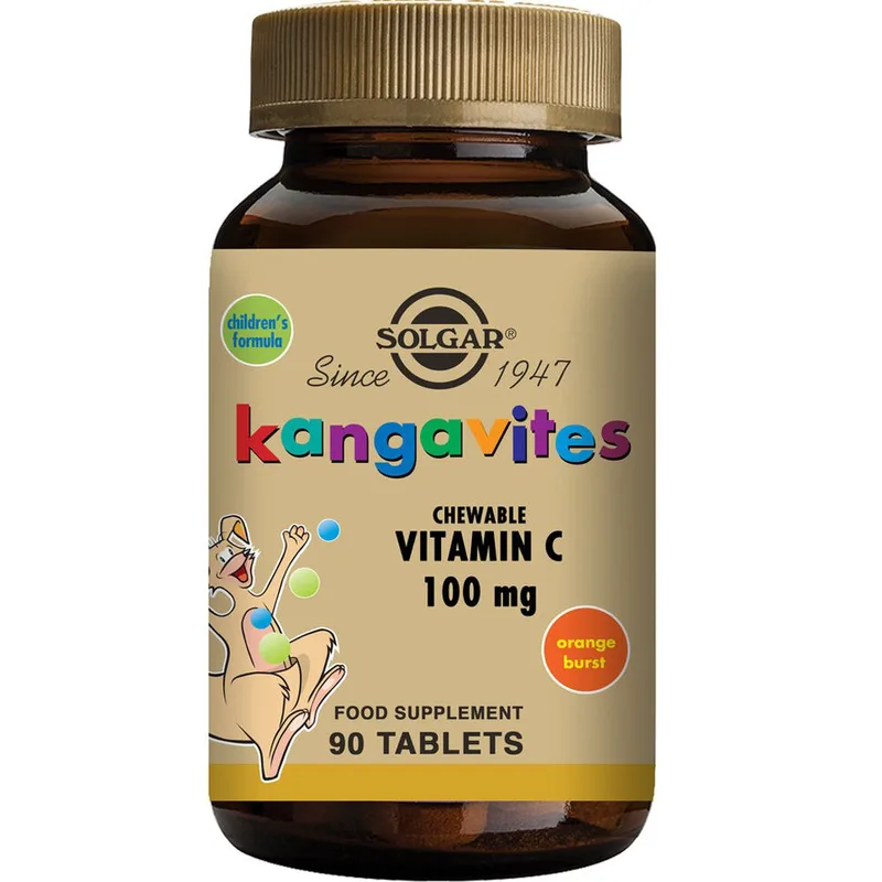 Solgar Kangavites Chewable Vitamin C 100mg Συμπλήρωμα Διατροφής με Βιταμίνη C για Ενίσχυση του Ανοσοποιητικού 90chew.tabs