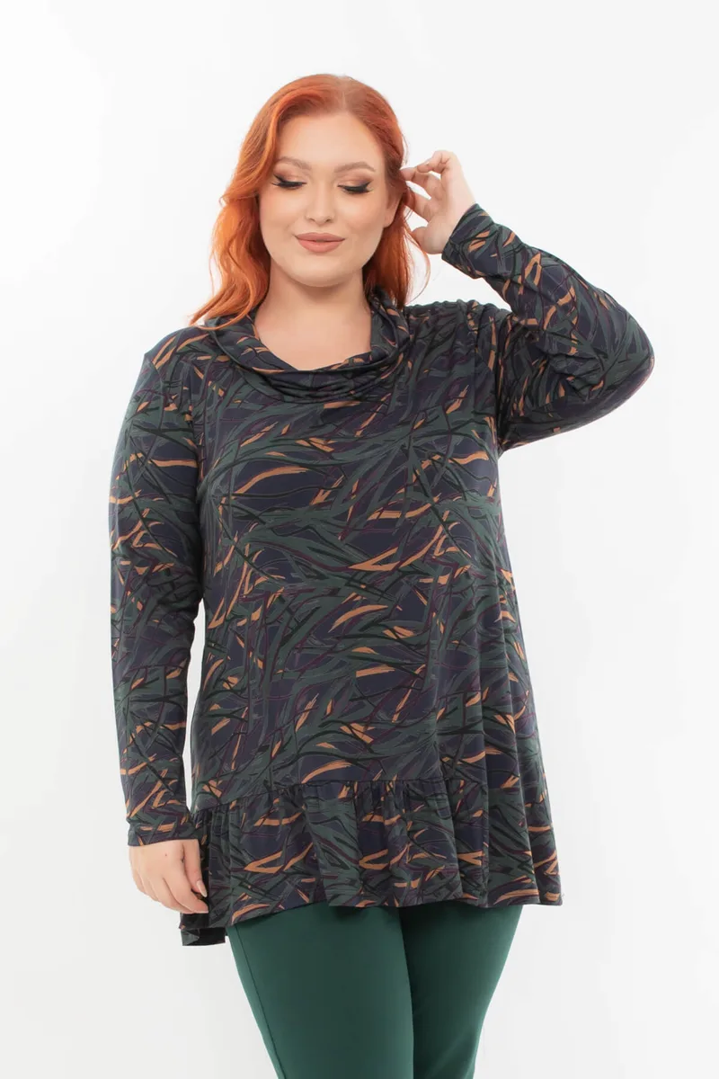 ΜΠΛΟΥΖΑ PLUS SIZE ΕΛΑΣΤΙΚΗ ΜΕ ΒΟΛΑΝ ΣΤΟ ΚΑΤΩ ΜΕΡΟΣ MULTICOLOR