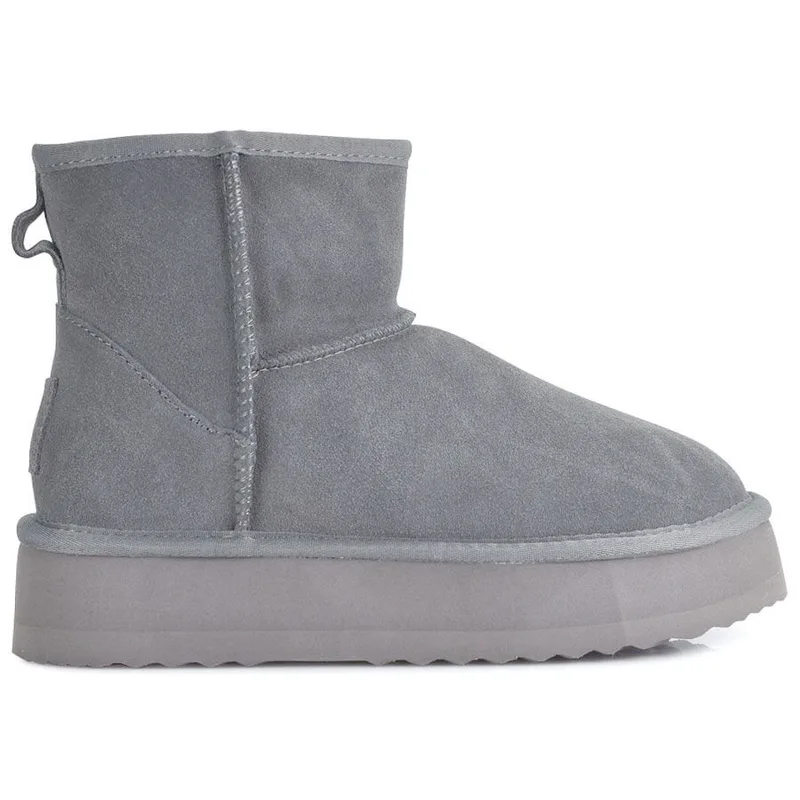 Γκρι δίπατο δερμάτινο Australian Boot Kelara 41210