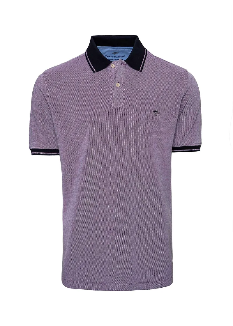 Fynch Hatton Finestripe Piqué Polo σε Άνετη γραμμή - 1121 1709 1636 Navy Thistie
