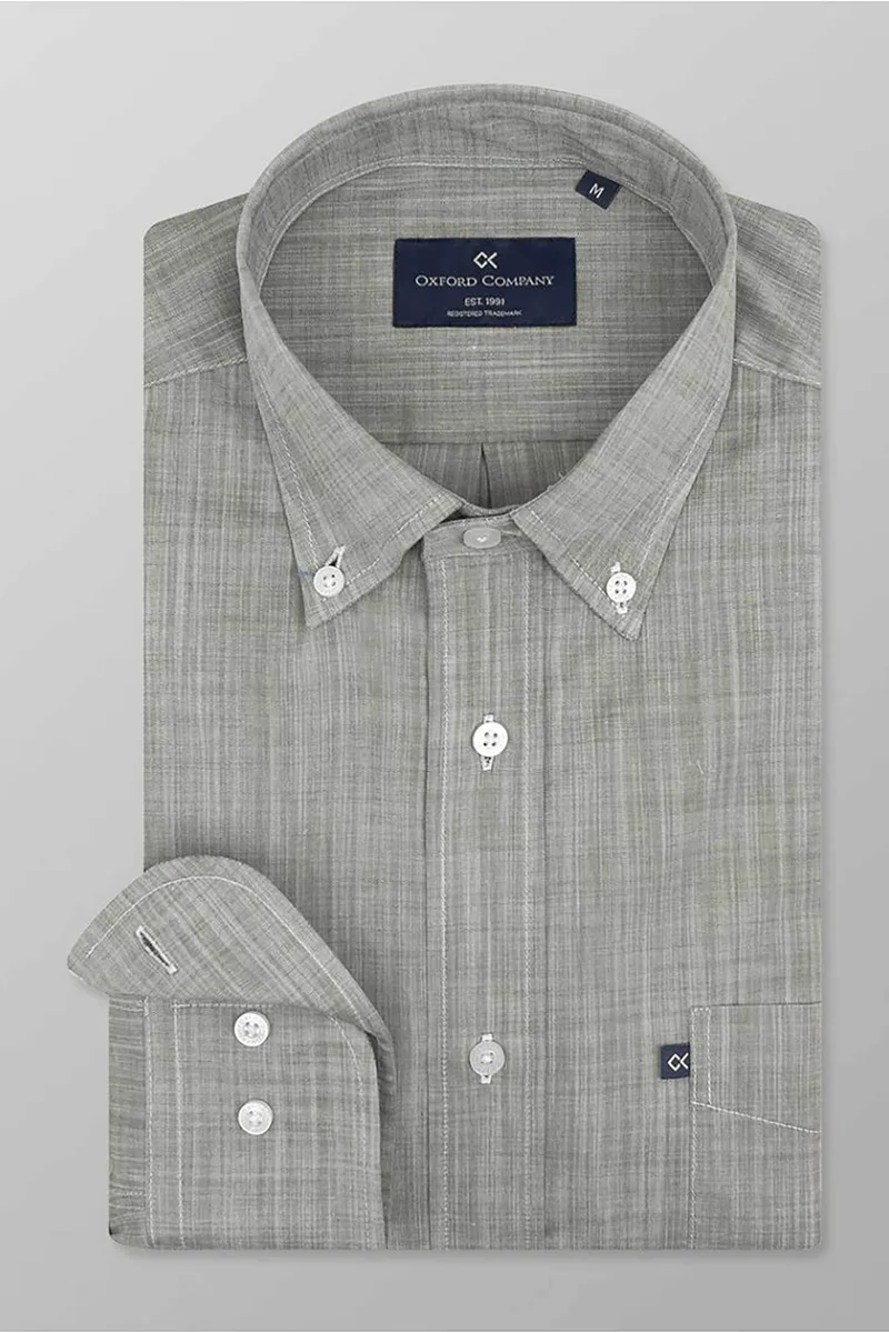 Oxford Company ανδρικό sport πουκάμισο button down μονόχρωμο Regular Fit - F110-BZ10.09 Πράσινο Σκούρο