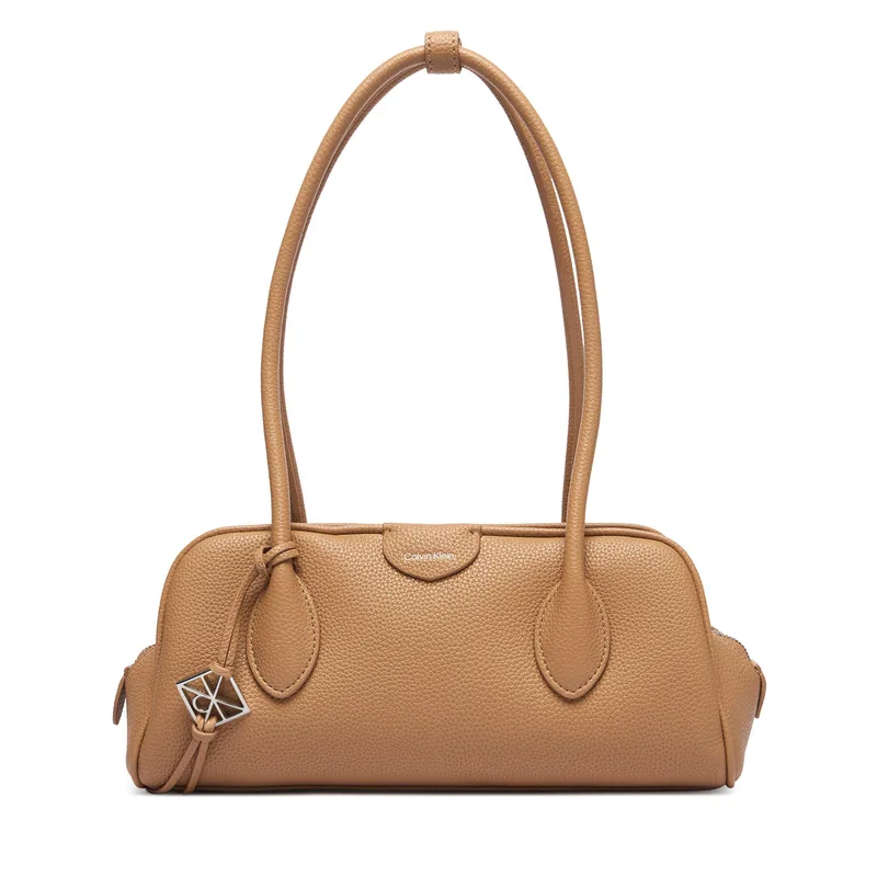 Τσάντα Calvin Klein Emblem Trio Pebble Shoulder Bag LV04F3743G Μπεζ