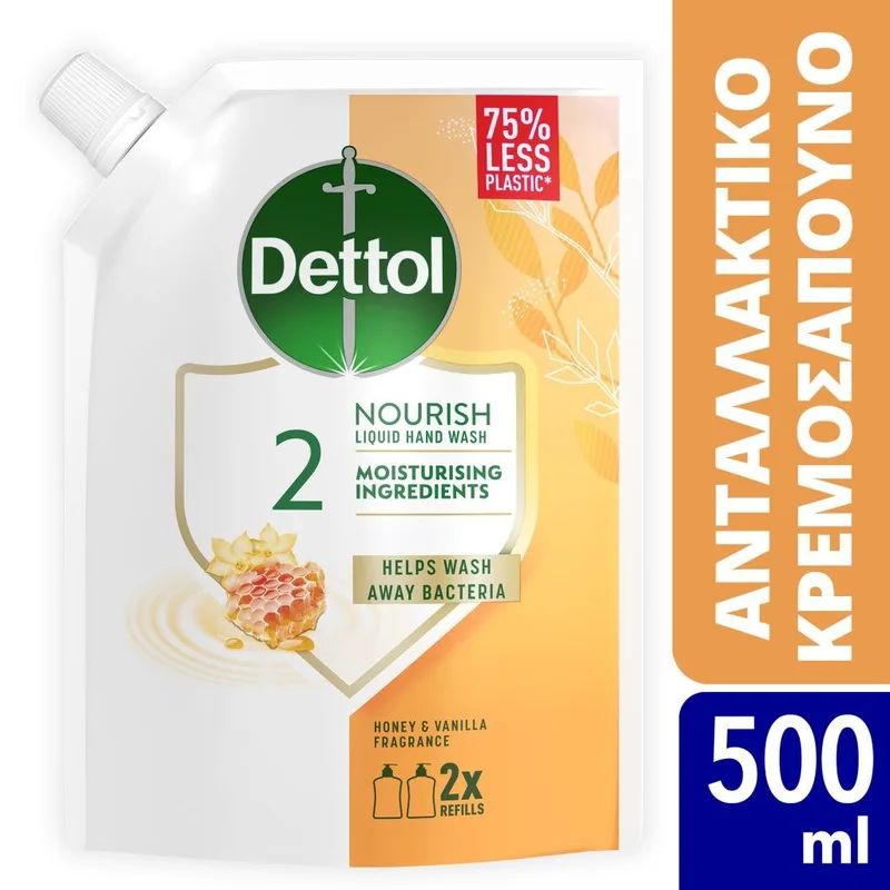 Dettol Αντιβακτηριδιακό Κρεμοσάπουνο Μέλι/Βανίλια Ανταλλακτικό 500ml