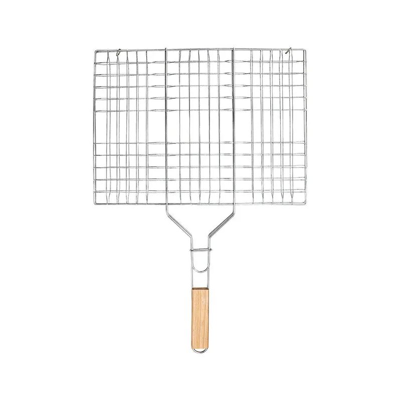 Σχάρα Ψησίματος Barbeque Μεταλλική 49X30Cm Με Ξύλινη Λαβή