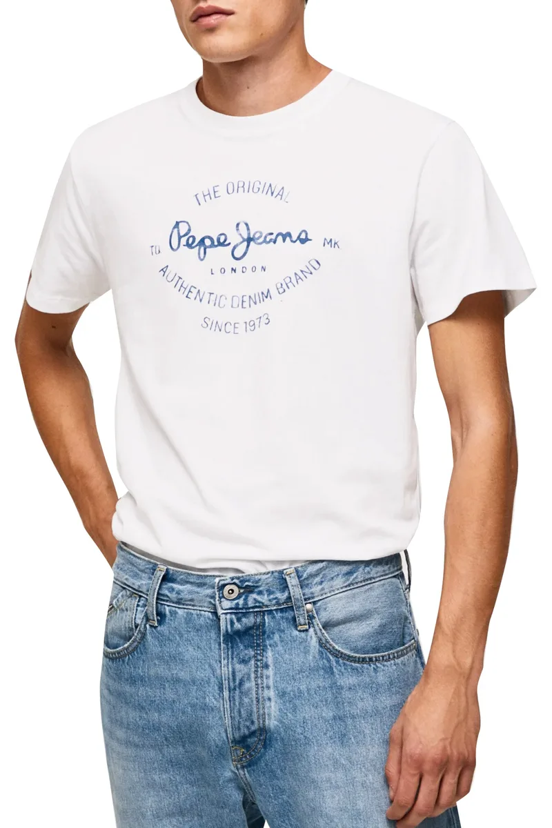 Μπλούζα Κοντομάνικη Pepe Jeans Rigley PM508703-800-WHITE Ανδρικό