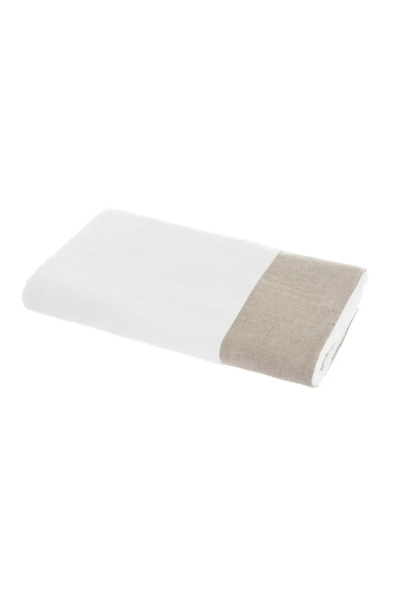 Coincasa πετσέτα μπάνιου με λινή φάσα 90 x 150 cm - 006678397 Μπεζ