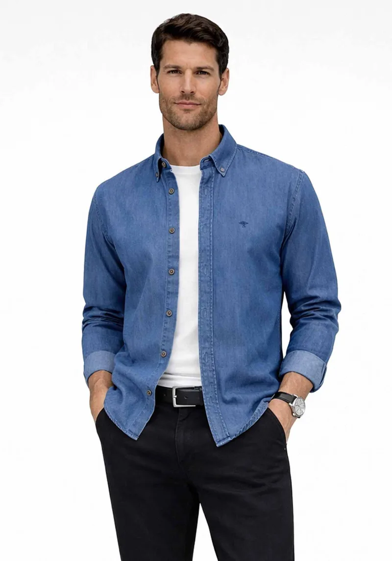 Fynch Hatton Πουκάμισο Denim - 1602 8030 638 Misty Blue