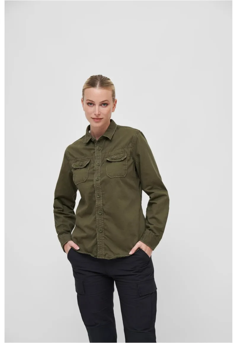 Ladies vintage shirt long sleeve Brandit BD9618-00176 olive
